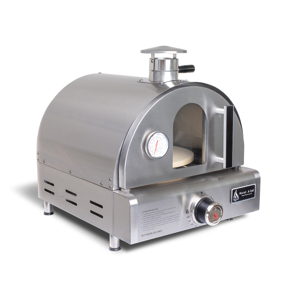 Mont Alpi Portable Pizza & Roast-Ready Oven (MAPZ-SS ii) with included pizza stone, ready for cooking.