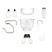Ankarsrum Assistent Original Stand Mixer in light-creme (akm-6230-lc) base package includes a stainless bowl, dough roller, dough knife, spatula, dough hook, proving lid, 3.5L Tritan plastic whisking bowl, balloon whisks, and shortcrust dough hooks for versatile baking and mixing.