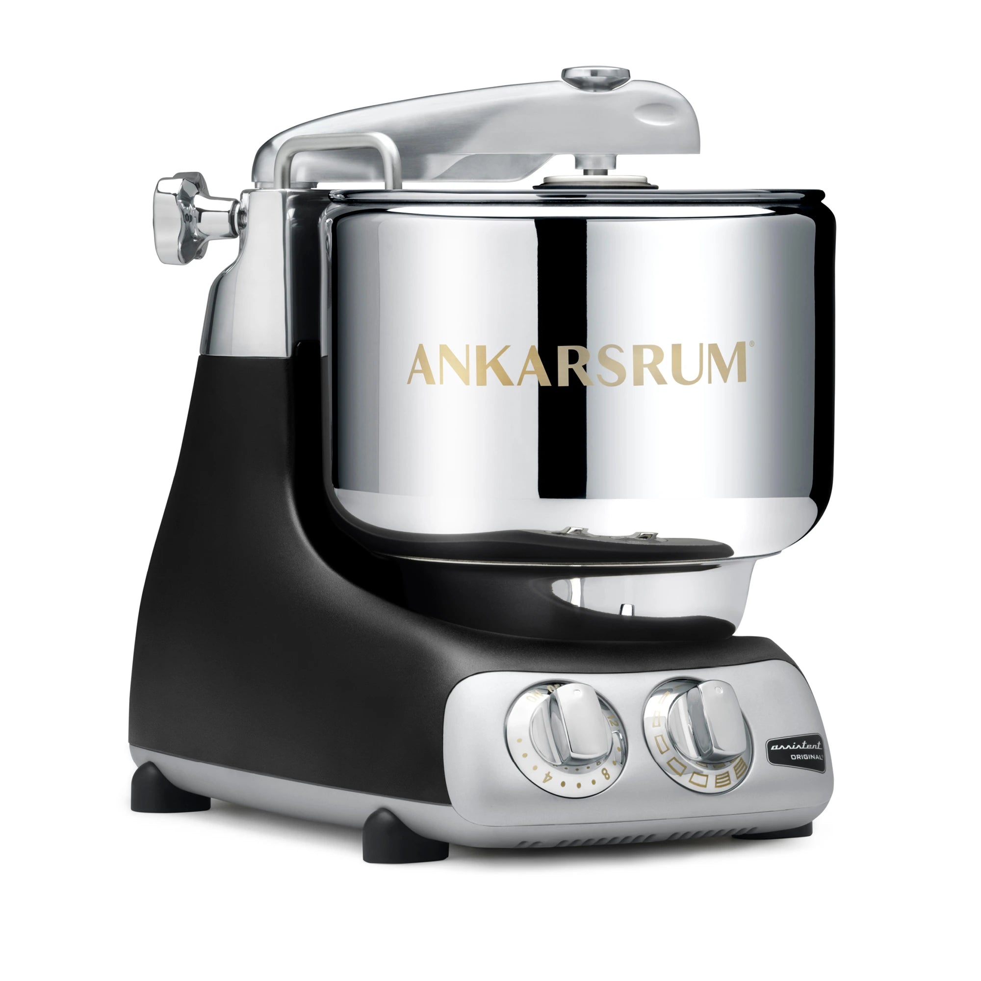 Buy the Ankarsrum Assistent Original Stand Mixer in black (akm-6230-b, matte-finish) – a high-performance kitchen mixer designed for kneading and mixing dough with ease.