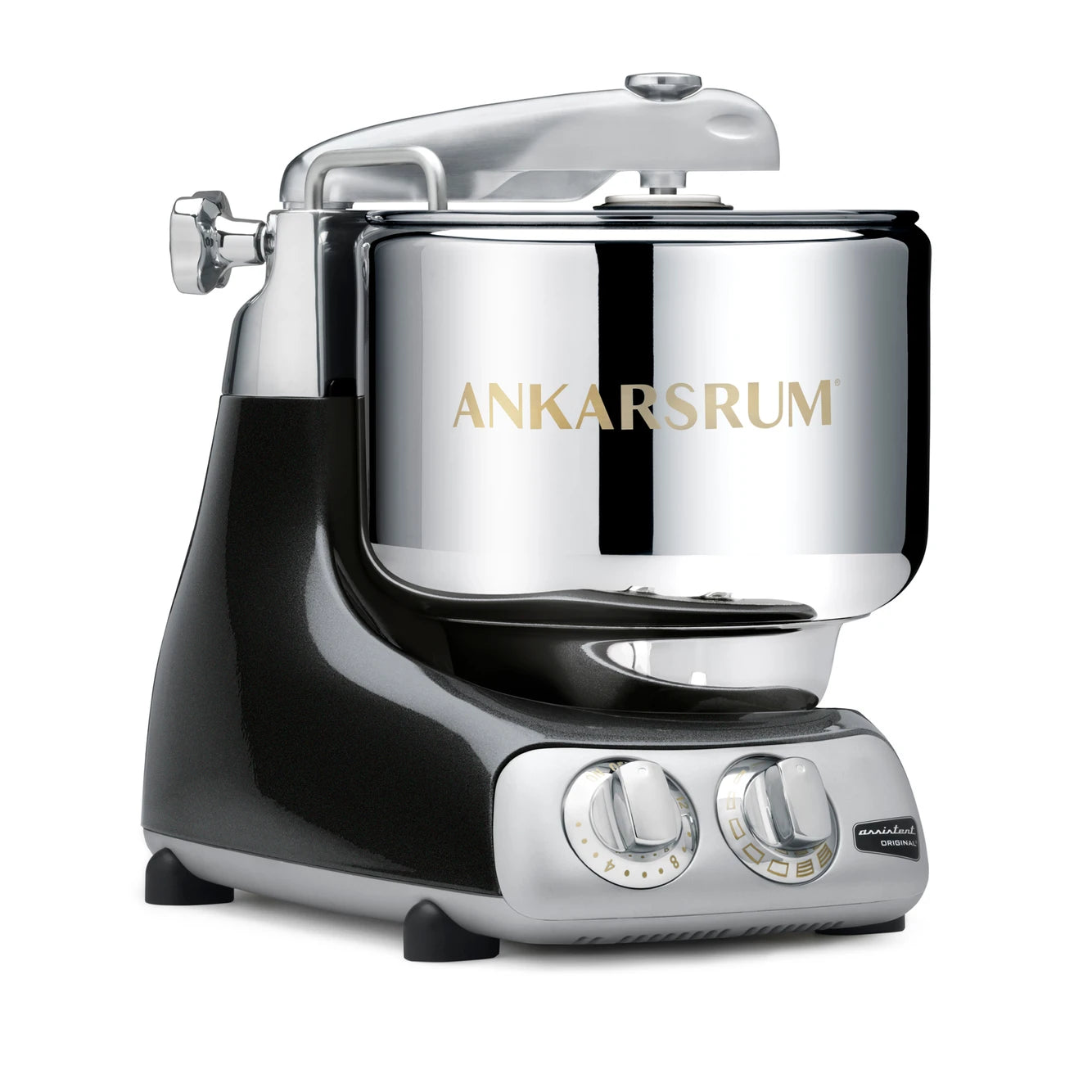 Buy the Ankarsrum Assistent Original Stand Mixer in black-diamond (akm-6230-bd, gloss-finish) – a high-performance kitchen mixer designed for kneading and mixing dough with ease.