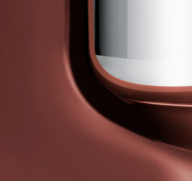 Close-up view of the Ankarsrum Assistent Original Stand Mixer in rustic-maroon (akm-6230-rm, matte-finish), highlighting its premium build, powerful motor, and unique mixing bowl design for efficient dough kneading.