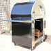Alternate side view of the Pyro Kitchen Caldo V2 Hybrid Pizza Oven with logs and 14-inch stainless steel side shelf for added convenience.
